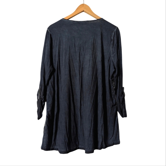 NWT Soft Surroundings Embroidered Floral Pull Tab Cotton Stretch Tunic Top - Picture 3 of 9